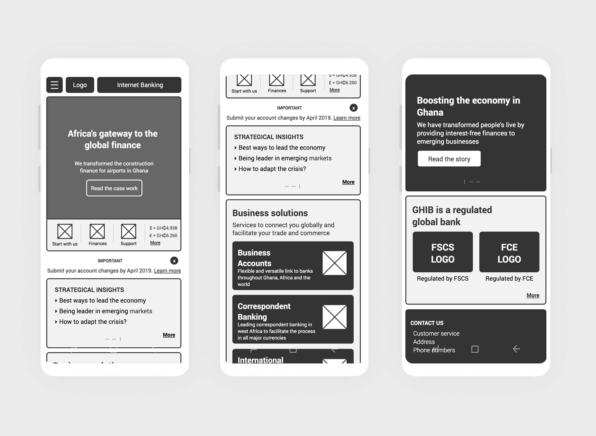 mobile wireframes home